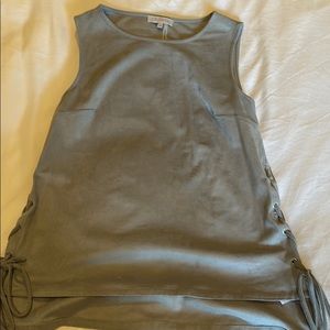 1. State gray faux suede top